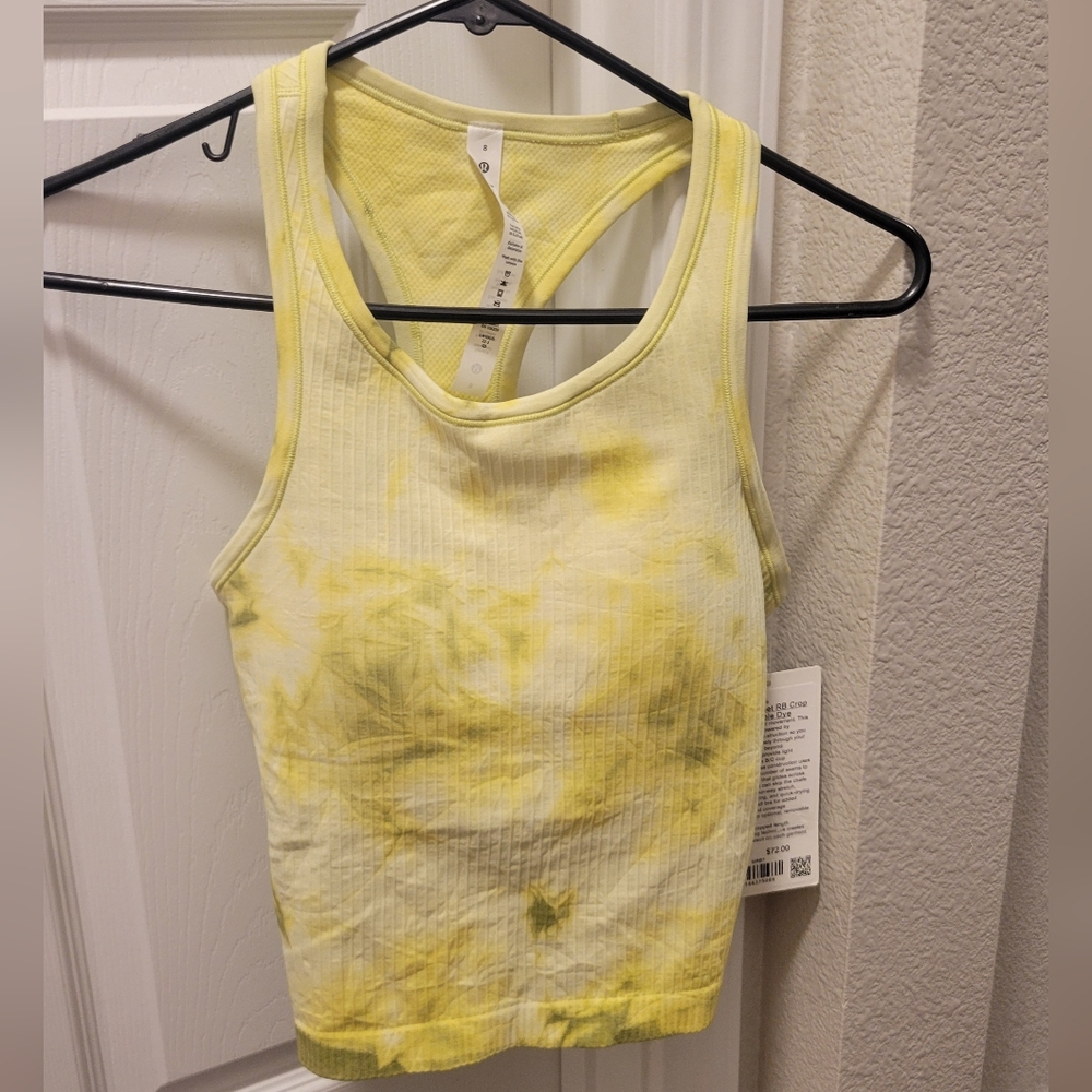 Lululemon EBB To Street Crop Yellow Marble Dye Nwt Size 8